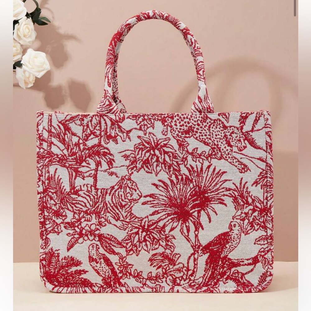 Red Jacquard Tote